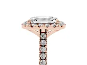Emerald Cut Halo Engagement Ring Setting | Tapered Band | Rose Gold