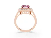 Asscher Cut Halo Engagement Ring Setting for a Fancy Pink Lab-Grown Diamond | Polished Halo Rim | Rose Gold