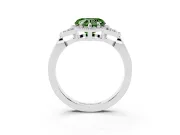Fancy Green Heart Cut Diamond Milgrain Solitaire Ring Set in White gold with Tapered Pavé Band and Prong Setting