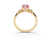 Cushion Cut Bar-Set Engagement Ring Setting for a Fancy Pink Lab-Grown Diamond | Yellow Gold