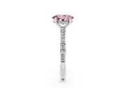 Oval Hidden Halo Engagement Ring Setting for a Fancy Pink Lab-Grown Diamond | Sterling Silver