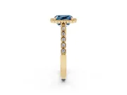 Radiant Cut Milgrain Halo Engagement Ring Setting for a Fancy Blue Lab-Grown Diamond | Beaded Shoulders | Yellow Gold