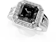 Asscher Cut Halo Engagement Ring Setting for a Black Center | Split Shank | Sterling Silver