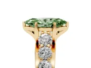 Marquise Graduated Engagement Ring Setting for a Fancy Green Lab-Grown Diamond | Yellow Gold