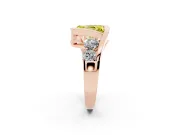 Fancy Yellow Radiant Cut Diamond Bezel Bypass Ring Set in Rose gold with Round Accents