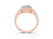 Round Halo Engagement Ring Setting | Half Pave Band | Rose Gold