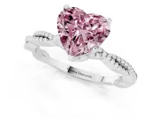 Heart-Shaped Twisted Engagement Ring Setting for a Fancy Pink Lab-Grown Diamond | Beaded Twist | Sterling Silver