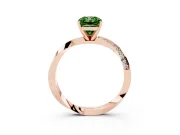 Radiant Cut Twisted Pave Engagement Ring Setting for a Fancy Green Lab-Grown Diamond | Ribbon Band | Rose Gold
