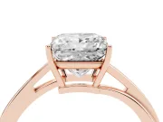 Princess Cut Diamond Solitaire Twist Band Ring Set in Rose gold with Prong Setting
