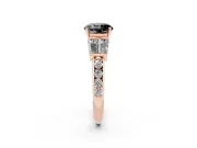 Round Channel Set Baguette Engagement Ring Setting for a Black Center | Paired Baguettes | Rose Gold