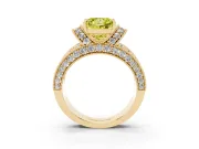 Princess Cut Vintage Pave Engagement Ring Setting for a Fancy Yellow Lab-Grown Diamond | Milgrain Edges | Yellow Gold