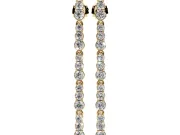 Round Lab-Grown Diamond Single Row Dangle Earrings | Open Box Links | Yellow Gold