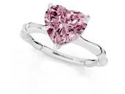 Heart-Shaped Bamboo Solitaire Engagement Ring Setting for a Fancy Pink Lab-Grown Diamond | Platinum