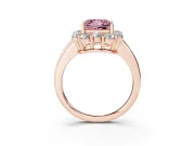 Princess Cut Graduated Milgrain Halo Engagement Ring Setting for a Fancy Pink Lab-Grown Diamond | Rose Gold