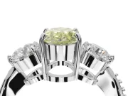 Oval Three Stone Engagement Ring Setting for a Fancy Yellow Lab-Grown Diamond | Tapered Pave Band | Platinum