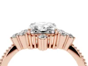 Radiant Cut Diamond Cluster Ring Set in Rose gold with Beaded Band
