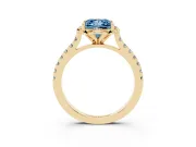 Princess Cut Floral Petal Engagement Ring Setting for a Fancy Blue Lab-Grown Diamond | Petal Accents | Yellow Gold
