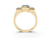 Radiant Cut Channel-Set Three Stone Engagement Ring Setting for a Fancy Blue Lab-Grown Diamond | Yellow Gold