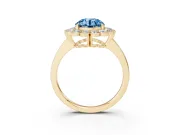 Round Scalloped Cluster Halo Engagement Ring Setting for a Fancy Blue Lab-Grown Diamond | Plain Band | Yellow Gold