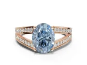 Oval Split Shank Pavé Engagement Ring Setting for a Fancy Blue Lab-Grown Diamond | Rose Gold