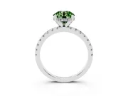 Round Hidden Halo Solitaire Engagement Ring Setting for a Fancy Green Lab-Grown Diamond | Pave Band | Platinum