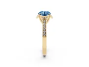 Round Floral Pavé Engagement Ring Setting for a Fancy Blue Lab-Grown Diamond | Yellow Gold