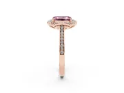 Emerald Cut Halo Engagement Ring Setting for a Fancy Pink Lab-Grown Diamond | Petal Tips | Rose Gold