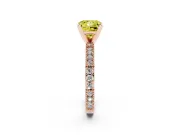 Fancy Yellow Princess Cut Diamond Solitaire Ring Set in Rose gold with Slim Pavé Band and Prong Setting