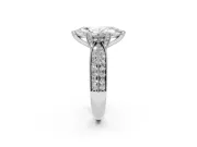 Marquise Milgrain Solitaire Engagement Ring Setting | Graduated Double Row Pave | White Gold