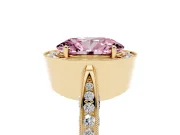 Oval Milgrain Halo Engagement Ring Setting for a Fancy Pink Lab-Grown Diamond | Side Stones | Yellow Gold