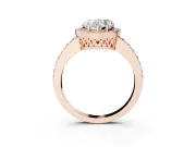 Heart Cut Diamond Halo Ring Set in Rose gold with Pavé-Setting Band and Open Prong Center