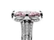 Fancy Pink Marquise Cut Diamond Pavé Split Shank Solitaire Ring Set in Platinum with Prong Setting