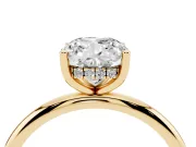 Cushion Cut Diamond Solitaire Engagement Ring Set in Yellow gold with Prong Setting and Polished Band