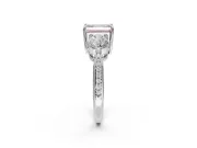 Emerald Cut Three Stone Engagement Ring Setting for a Fancy Pink Lab-Grown Diamond | Tapered Pave Band | White Gold