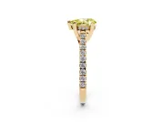 Pear-Shaped Hidden Halo Pave Engagement Ring Setting for a Fancy Yellow Lab-Grown Diamond | Claw Prongs | Yellow Gold