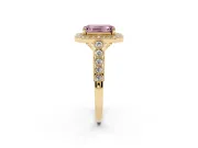 Emerald Cut Graduated Milgrain Halo Engagement Ring Setting for a Fancy Pink Lab-Grown Diamond | Yellow Gold