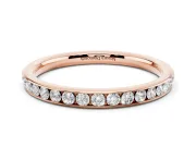Round Diamond Everyday Comfort Fit Band Set in Rose gold with Aligned Channel Row
