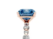 Asscher Cut Pavé Solitaire Engagement Ring Setting for a Fancy Blue Lab-Grown Diamond | Rose Gold