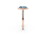 Oval Halo Engagement Ring Setting for a Fancy Blue Lab-Grown Diamond | Single Row Pavé Band | Rose Gold
