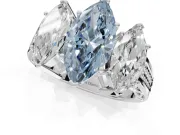 Marquise Three Stone Engagement Ring Setting for a Fancy Blue Lab-Grown Diamond | Beaded Shoulders | Platinum