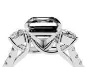 Fancy Black Three-Stone Asscher Cut Diamond Pavé Band Ring Set in White gold with Prong-Set Trio