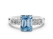 Emerald Cut Five Stone Engagement Ring Setting for a Fancy Blue Lab-Grown Diamond | White Gold