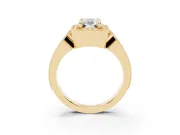 Emerald Cut Vintage Milgrain Halo Engagement Ring Setting | Open Loop Pave Shoulders | Yellow Gold