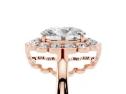 Oval Scalloped Cluster Halo Engagement Ring Setting | Plain Band | Rose Gold