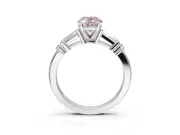Oval Tapered Baguette Engagement Ring Setting for a Fancy Pink Lab-Grown Diamond | White Gold