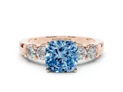 Cushion Cut Five Stone Engagement Ring Setting for a Fancy Blue Lab-Grown Diamond | Rose Gold