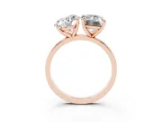 Round Cut and Emerald Cut Toi Moi Ring Set in Rose gold with Prong Setting