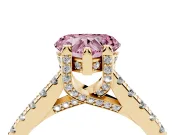 Heart-Shaped Hidden Halo Pave Engagement Ring Setting for a Fancy Pink Lab-Grown Diamond | Claw Prongs | Yellow Gold
