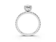 Radiant Cut Pavé Solitaire Engagement Ring Setting | Shared Prong Band | White Gold