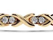 Round Lab-Grown Diamond X-Link Tennis Bracelet | Paired Stones in Pointed Ovals | Yellow Gold